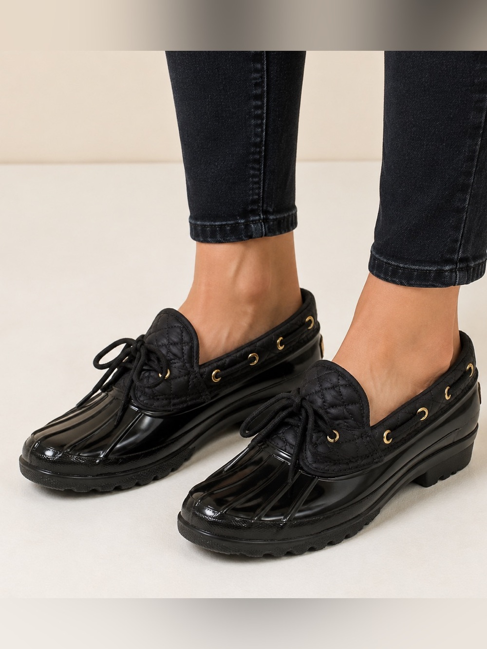 Sperry Top-Sider Black Quilted Duck Boots Waterproof Fleece Lined Women’s 5 1/2